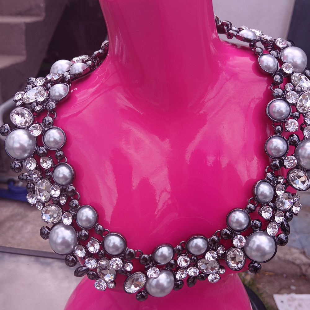 Natasha Denona Silver and Black Statement Necklace